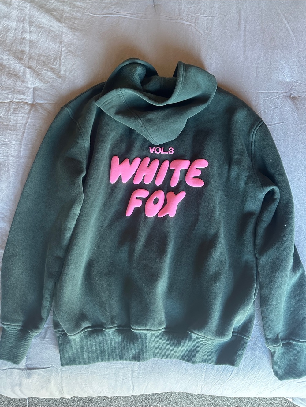 White Fox Boutique Green Hoodie with Pink Logo - Vol.3